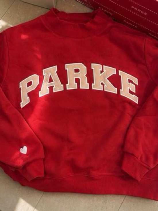 Parker Tops - Parker Red Crewneck Sweatshirt with White Varsity Letters